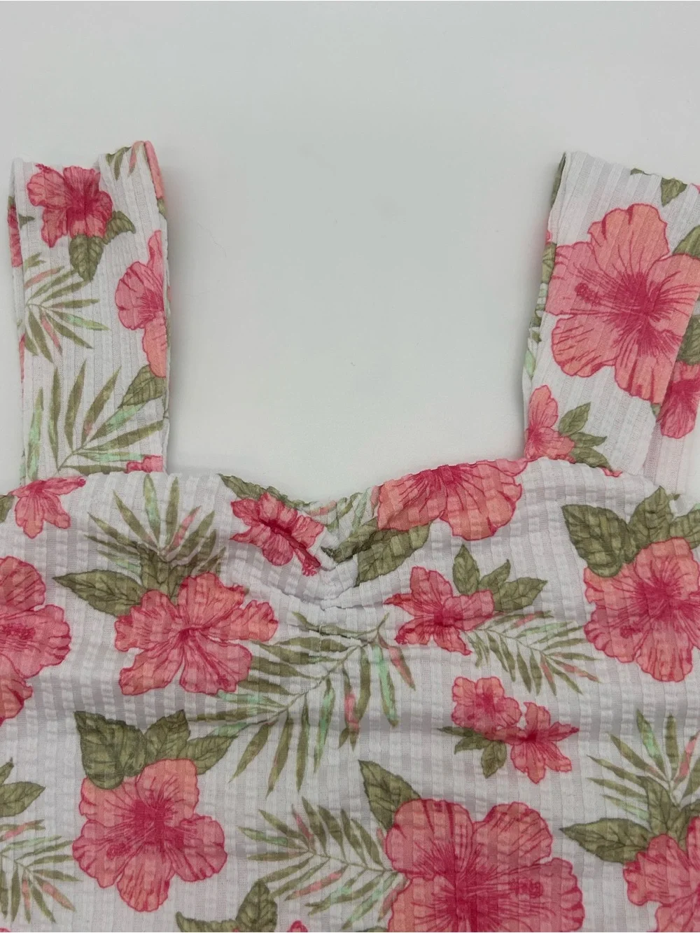 Girls Justice White Cami with Pink Floral Print Size S (7/8)